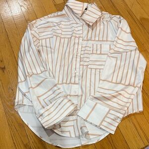 Robertson + Rodeo Women’s Cream and Tan Buttoned Up Long Sleeve Size Small